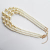 2021 style 3 layers strand handmade short pearl necklace,Gold-color 3R pearl beads neck clavicle necklace for women