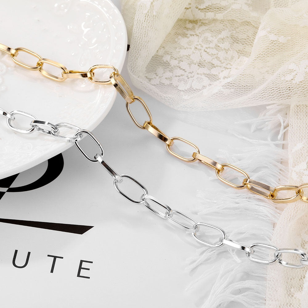 2022 Punk Thick Chain Heart Choker Necklace Retro Gothic Rock Gold Color Silver Color Geometric Clavicle Necklace Jewelry Gift