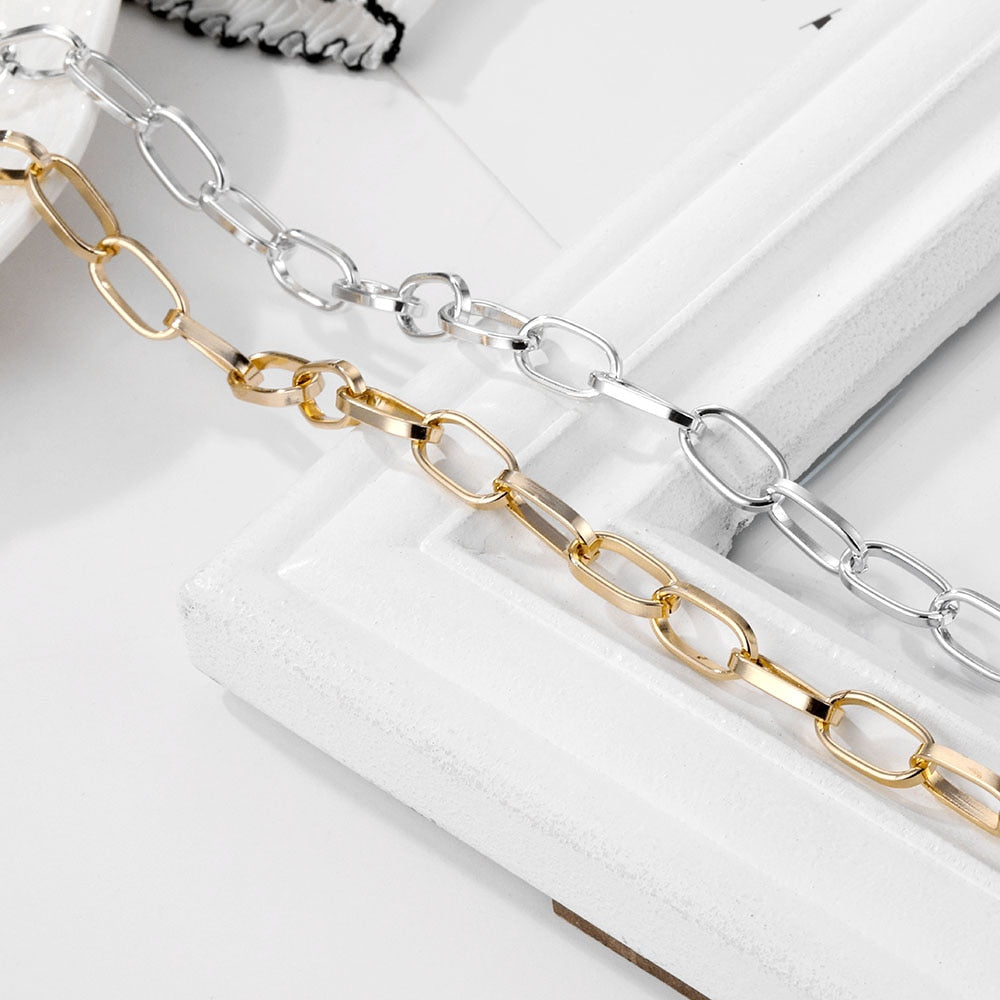 2022 Punk Thick Chain Heart Choker Necklace Retro Gothic Rock Gold Color Silver Color Geometric Clavicle Necklace Jewelry Gift