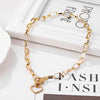 2022 Punk Thick Chain Heart Choker Necklace Retro Gothic Rock Gold Color Silver Color Geometric Clavicle Necklace Jewelry Gift
