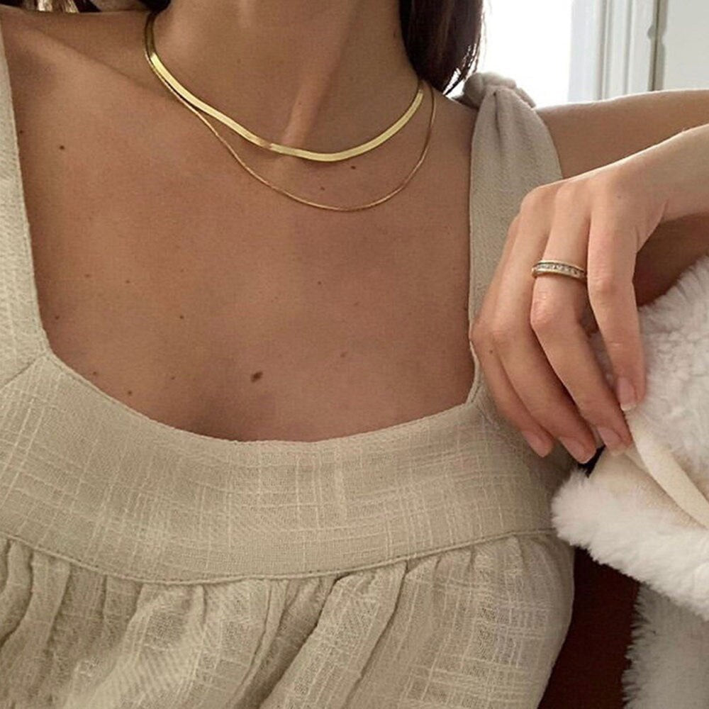 2022 Punk Thick Chain Heart Choker Necklace Retro Gothic Rock Gold Color Silver Color Geometric Clavicle Necklace Jewelry Gift