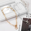 2022 Punk Thick Chain Heart Choker Necklace Retro Gothic Rock Gold Color Silver Color Geometric Clavicle Necklace Jewelry Gift
