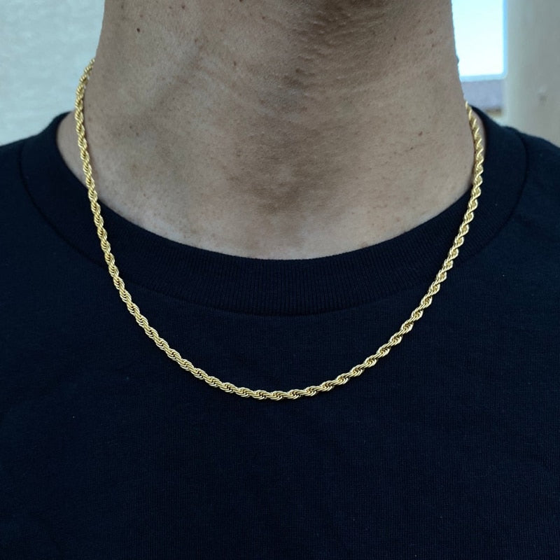2021 Temperament  Cube Rope Chain Men Necklace Classic Stainless Steel Chain Necklace For Men Jewelry Gift