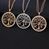 2022 Tree Of Life Necklace Gold Color Three-Layer Chain Big Crystal Round Pendant Necklaces For Woman Jewelry Accessories Gift