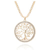 2022 Tree Of Life Necklace Gold Color Three-Layer Chain Big Crystal Round Pendant Necklaces For Woman Jewelry Accessories Gift