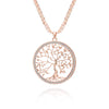 2022 Tree Of Life Necklace Gold Color Three-Layer Chain Big Crystal Round Pendant Necklaces For Woman Jewelry Accessories Gift