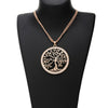 2022 Tree Of Life Necklace Gold Color Three-Layer Chain Big Crystal Round Pendant Necklaces For Woman Jewelry Accessories Gift