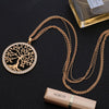 2022 Tree Of Life Necklace Gold Color Three-Layer Chain Big Crystal Round Pendant Necklaces For Woman Jewelry Accessories Gift