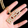 2021 Trendy Hip Hop Rhinestone Letter BOSS Gold Pendant Necklace Bling Bling Iced Out Cuban Link Chain  Jewelry Gift