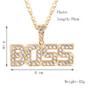 2021 Trendy Hip Hop Rhinestone Letter BOSS Gold Pendant Necklace Bling Bling Iced Out Cuban Link Chain  Jewelry Gift