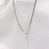 2021 Trendy Metal Chain Splice Rhinestone Chain Choker Necklaces Fresh Pearl Metal Lasso Pendant Collar Hip hop Necklaces Women