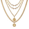 2021 Vintage Layered Coins Human Head Pendant Necklace for Women Bohemian Multilayer Geometric Choker Collar Necklace