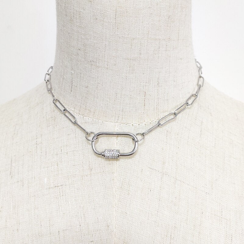 2021 design punk necklace exquisite spiral buckle pendant choker men unique neck decoration Jewelry gift for women