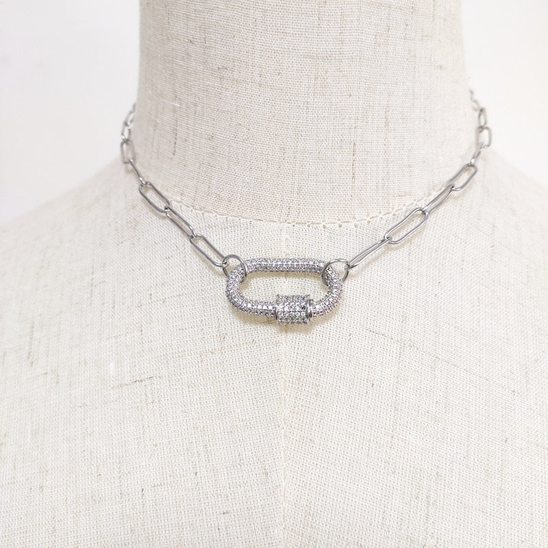 2021 design punk necklace exquisite spiral buckle pendant choker men unique neck decoration Jewelry gift for women