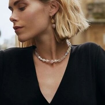 2021  gift Dropshippichoker Chunky Vintage Necklace for Women Jewelry clear beads heart beads freshwater pearl necklace women