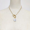 2021 pearl pendant necklace freshwater pearls inlaid with blue stones jewelry handmade punk gold-color chain choker gifts