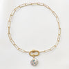 2021 pearl pendant necklace freshwater pearls inlaid with blue stones jewelry handmade punk gold-color chain choker gifts