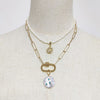2021 pearl pendant necklace freshwater pearls inlaid with blue stones jewelry handmade punk gold-color chain choker gifts