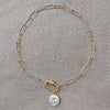 2021 pearl pendant necklace freshwater pearls inlaid with blue stones jewelry handmade punk gold-color chain choker gifts