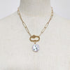 2021 pearl pendant necklace freshwater pearls inlaid with blue stones jewelry handmade punk gold-color chain choker gifts