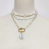 2021 pearl pendant necklace freshwater pearls inlaid with blue stones jewelry handmade punk gold-color chain choker gifts