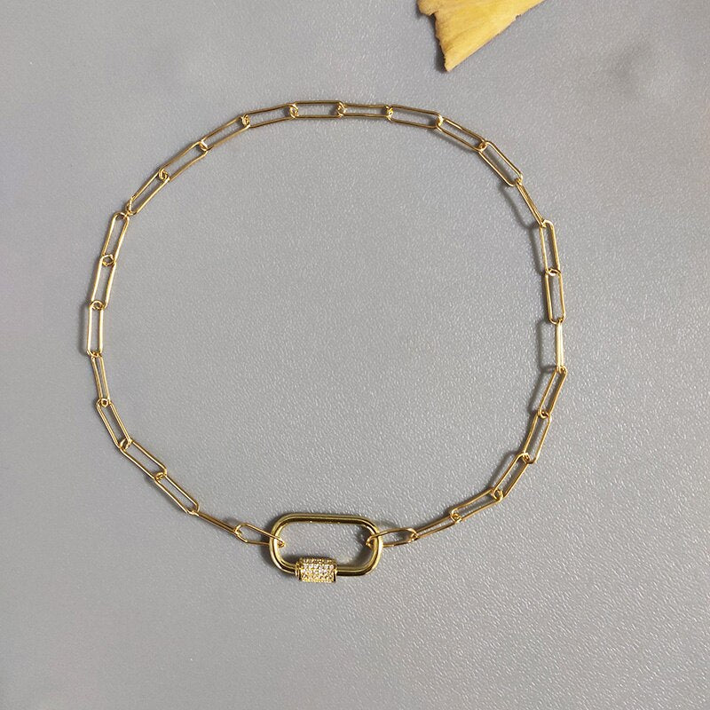 2021 women short chain necklace gold color black  punk style  neck decoration accessory shiny spiral buckle gift for friend