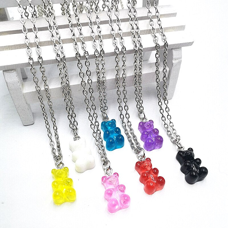 2021 nuevo 7 de moda de Color oso violento Mini colgante collar niños Regalo de Cumpleaños de collar joyería de oso regalo