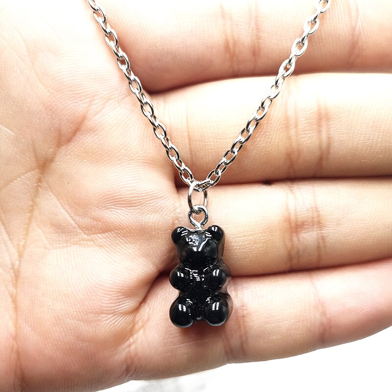 2021 nuevo 7 de moda de Color oso violento Mini colgante collar niños Regalo de Cumpleaños de collar joyería de oso regalo