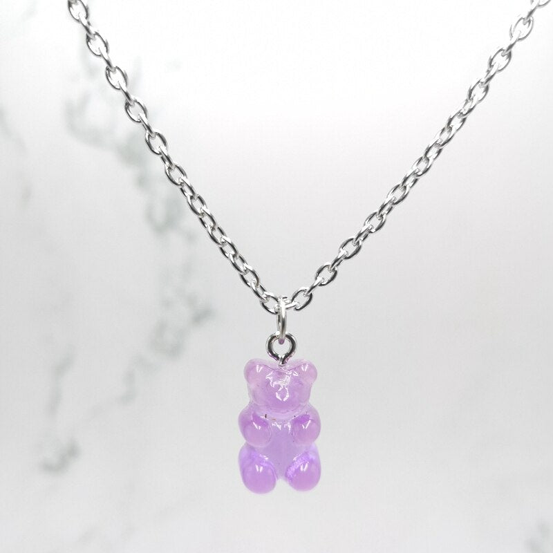 2021 nuevo 7 de moda de Color oso violento Mini colgante collar niños Regalo de Cumpleaños de collar joyería de oso regalo