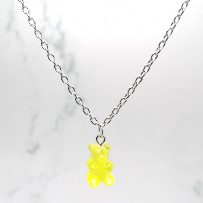 2021 nuevo 7 de moda de Color oso violento Mini colgante collar niños Regalo de Cumpleaños de collar joyería de oso regalo