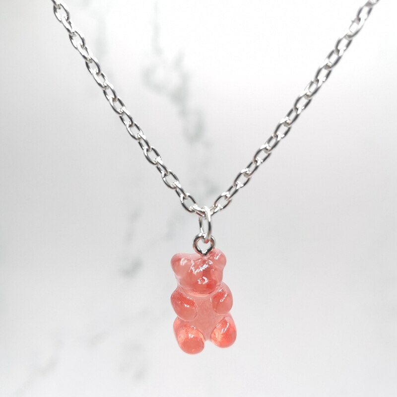 2021 nuevo 7 de moda de Color oso violento Mini colgante collar niños Regalo de Cumpleaños de collar joyería de oso regalo