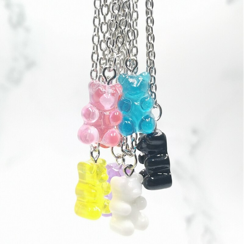 2021 nuevo 7 de moda de Color oso violento Mini colgante collar niños Regalo de Cumpleaños de collar joyería de oso regalo