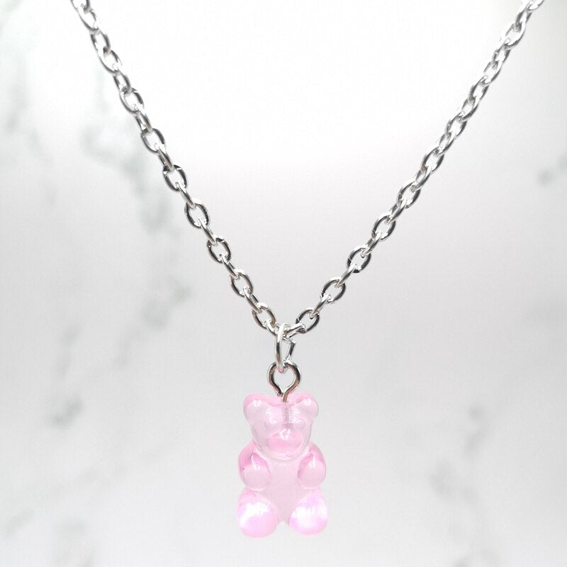 2021 nuevo 7 de moda de Color oso violento Mini colgante collar niños Regalo de Cumpleaños de collar joyería de oso regalo