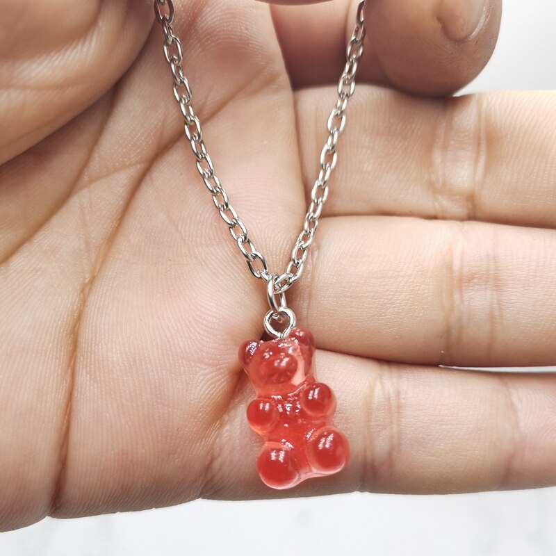 2021 nuevo 7 de moda de Color oso violento Mini colgante collar niños Regalo de Cumpleaños de collar joyería de oso regalo