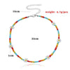 2021Korean Lovely Daisy Flowers Colorful Beaded Charm Statement Short Choker Necklace for Women Vacation Girls Jewelry