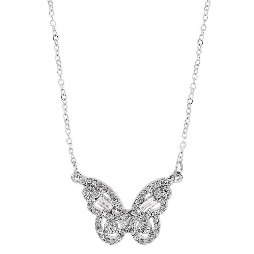 2021 3 Layers Hip Hop Cool Silver Color Cross Choker Necklaces For Women Simple Butterfly Angel Long Pendant Necklace Jewelry