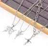 2021 3 Layers Hip Hop Cool Silver Color Cross Choker Necklaces For Women Simple Butterfly Angel Long Pendant Necklace Jewelry