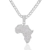 2021 Africa Map Pendant Necklace Women Men Silver Color/Gold Color Ethiopian Jewelry  African Map Hiphop Item
