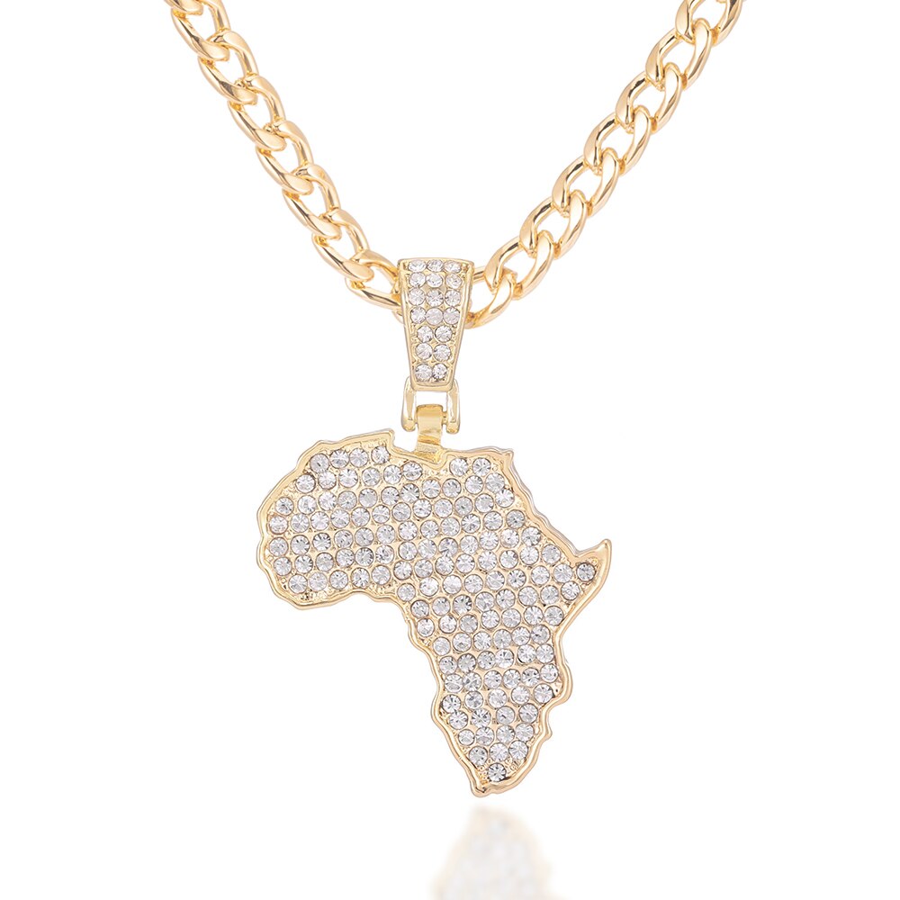 2021 Africa Map Pendant Necklace Women Men Silver Color/Gold Color Ethiopian Jewelry  African Map Hiphop Item