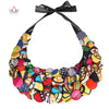 2021 Ankara Button Bib Statement Neckpiece African Tribal Necklace Statement Necklace Button Jewelry For Women WYA067