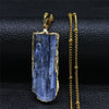 2022 Blue Natural Stone Stainless Steel Charm Necklaces Gold Color Necklace Women/Men Jewelry colgante piedra natural NZ26S04