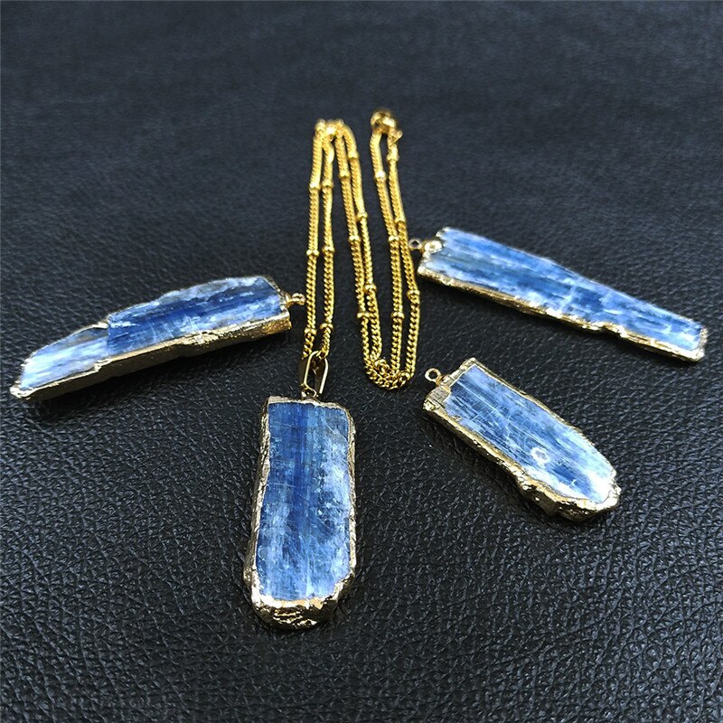 2022 Blue Natural Stone Stainless Steel Charm Necklaces Gold Color Necklace Women/Men Jewelry colgante piedra natural NZ26S04