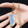 2022 Blue Natural Stone Stainless Steel Charm Necklaces Gold Color Necklace Women/Men Jewelry colgante piedra natural NZ26S04