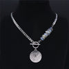 2022 Bohemia Water Drop Stainless Steel Natural Flash Stone Chocker Necklace Silver Color Necklace Jewelry collar N4516S04