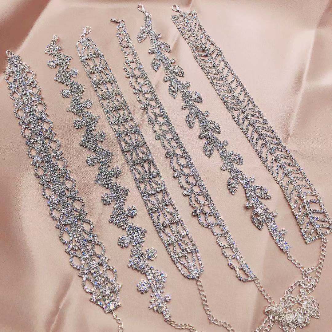 2021 Bohemia multi row Rhinestone Crystal Necklace Necklace bride wedding party  crystal clavicle chain necklace