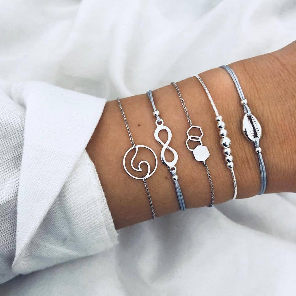 2021 Bohemian Bracelets & Bangles Set Vintage Bead Boho Charm Bracelet For Women Jewelry Accessories Pulseras Mujer Bijoux Femme