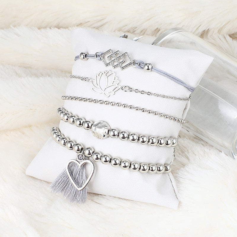 2021 Bohemian Bracelets & Bangles Set Vintage Bead Boho Charm Bracelet For Women Jewelry Accessories Pulseras Mujer Bijoux Femme