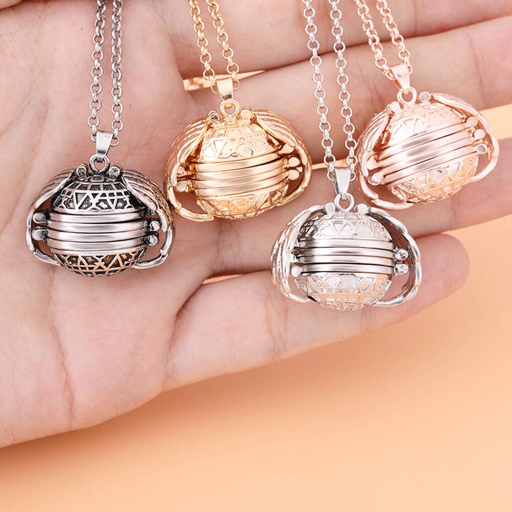 2022 Bohemian Floating Photo Album Box Pendant Gold Silver Color Angel Wing Pendant Necklace Jewelry for Women Gift