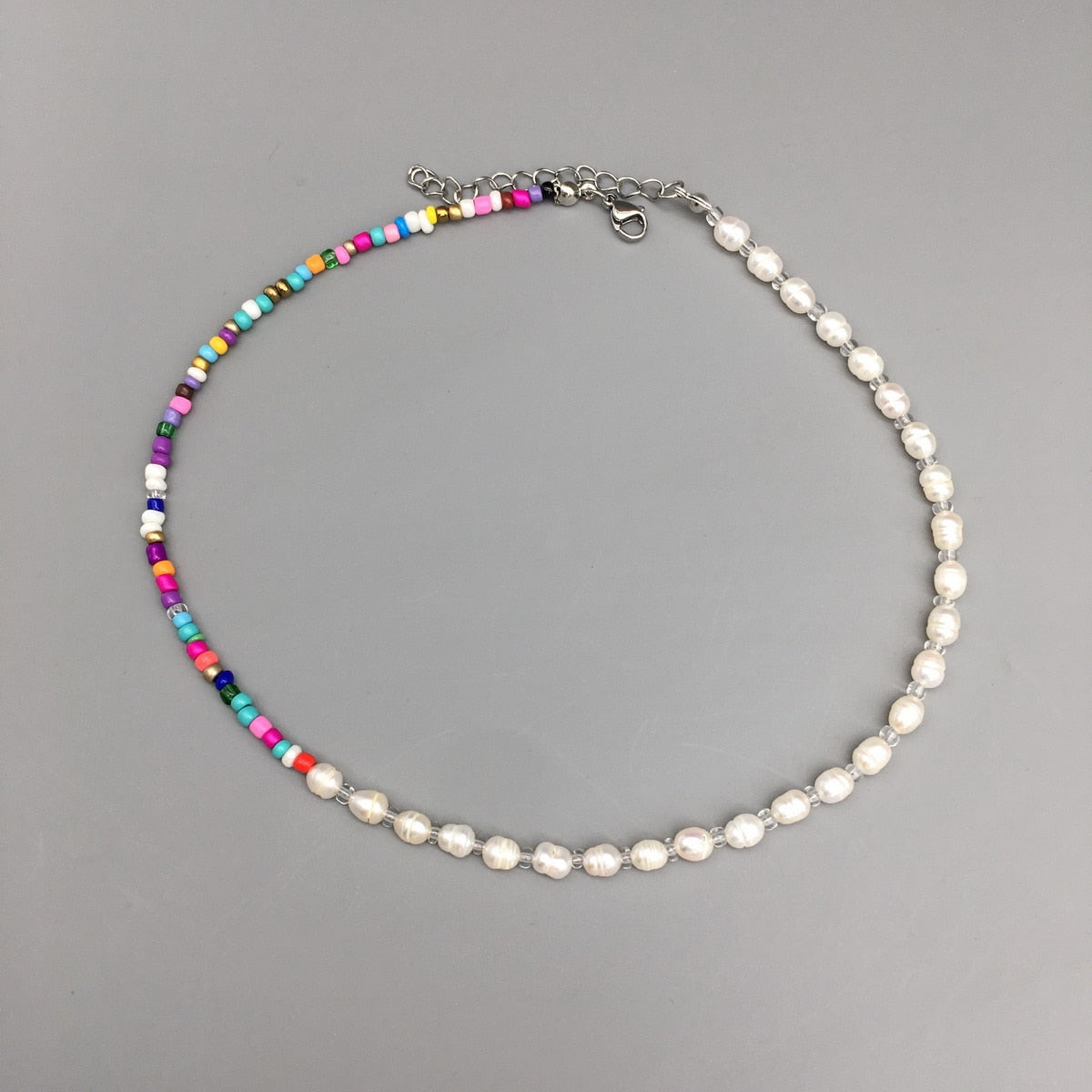2021 Bohemian Multi-Color Glass Beads Freshwater Pearl Necklace for Women Girls Female Choker Jewelry Drop Shipping