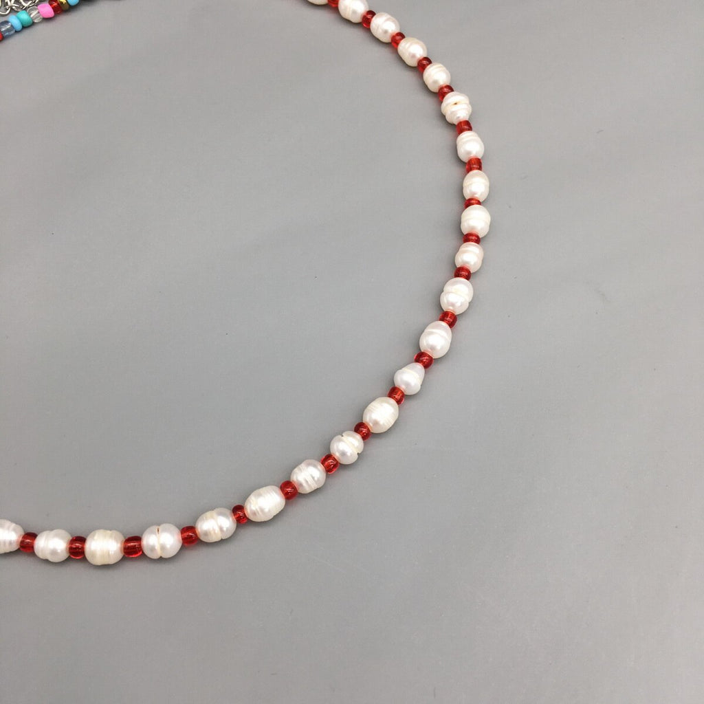 2021 Bohemian Multi-Color Glass Beads Freshwater Pearl Necklace for Women Girls Female Choker Jewelry Drop Shipping